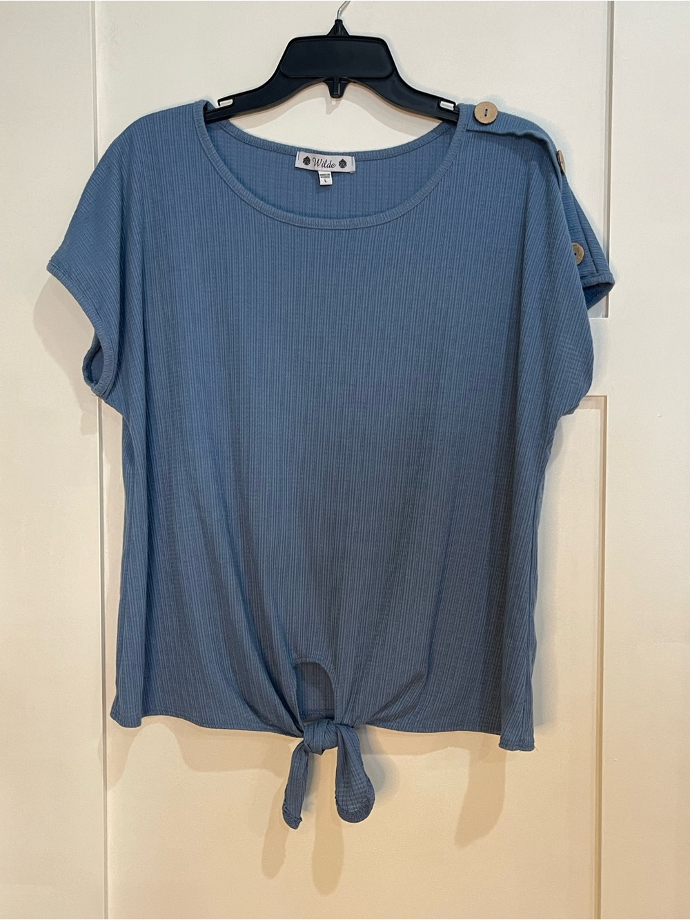 Wilde Blue Tie-Front Short Sleeve Top